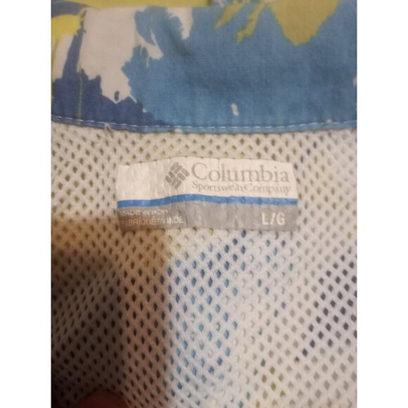 Columbia PFG Shirt Mens Large Blue Green Floral Trollers Best Vented Fishing USA - Picture 10 of 13